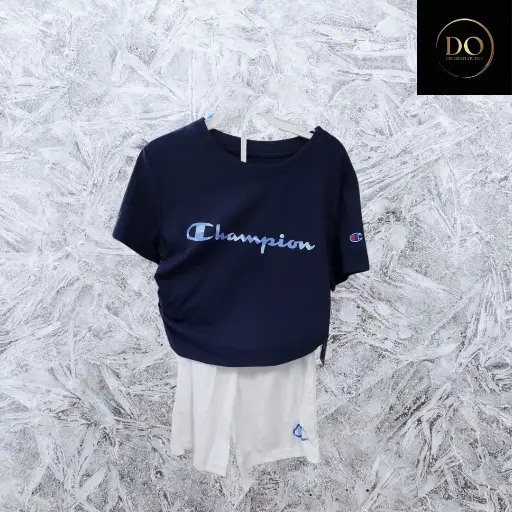 [2475] Conjunto De Playera Y Short Champion C Blanco-Azul T 6