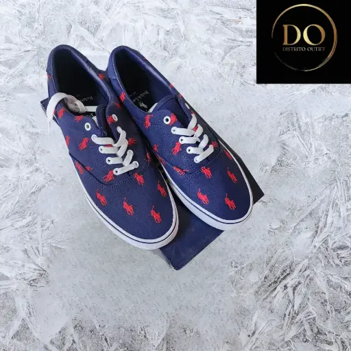 [887319] Tenis Ralph Lauren C  azul marino - rojo T 28