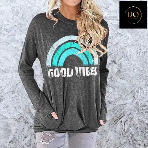[105113] Playera manga larga Good Vibes C Gris T XL