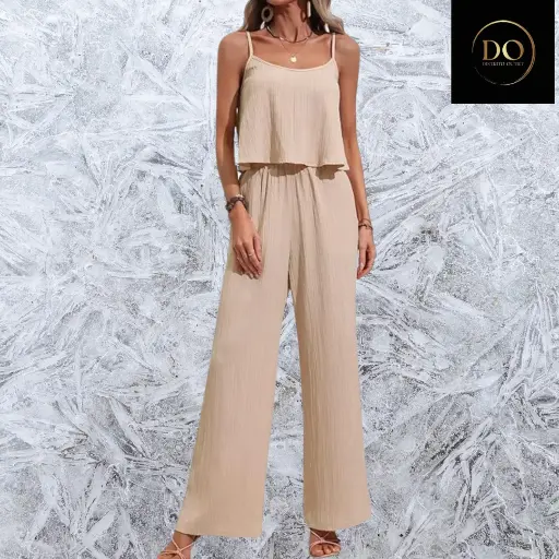 [101206] conjunto blusa y pantalon C Beige T L