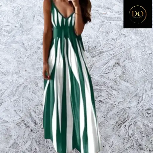 [101218] Vestido C Verde con Blanco T S