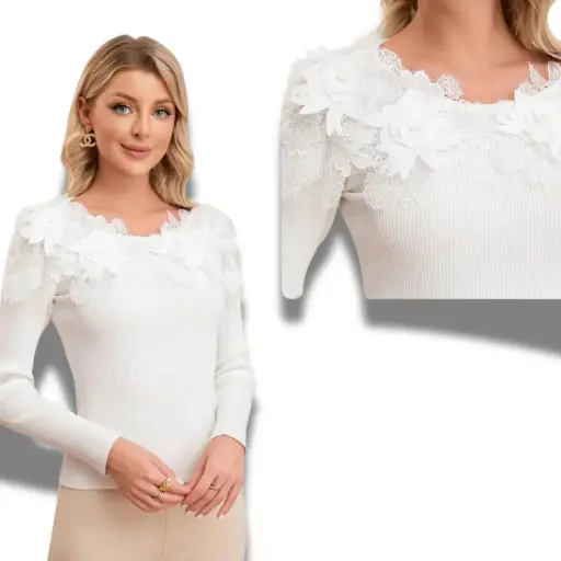 [101261] Blusa manga larga ANEWSTA C Blanco T S