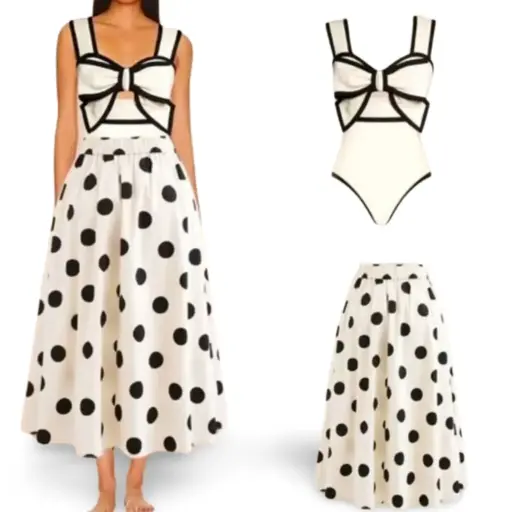 [101271] Conjunto pantiblusa y falda  C Blanco - negro T M