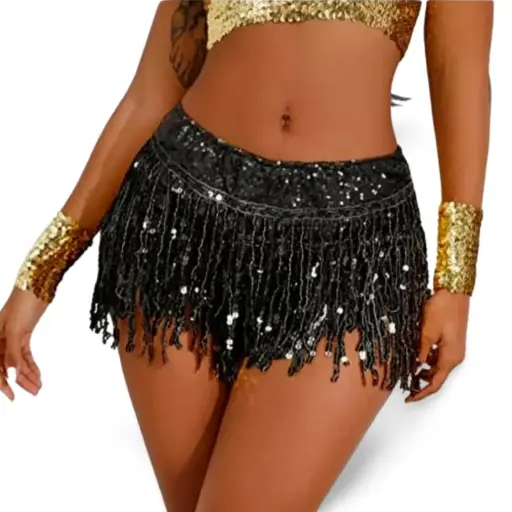 [101282] conjunto Top Short  Con barbitas C Negro T M
