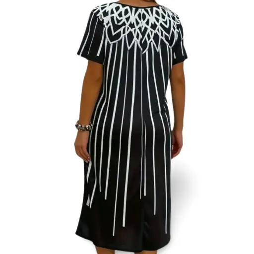 [101310] Vestido Shein C Negro-blanco T XL