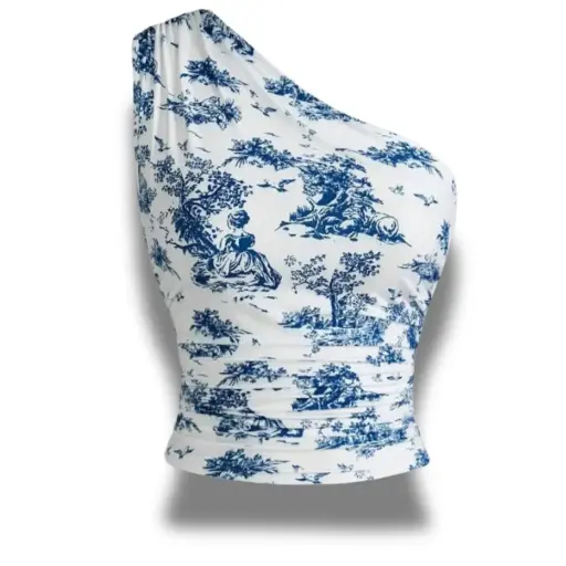 [101325] Blusa  Sin manga Shein C Azul- Blanco T M