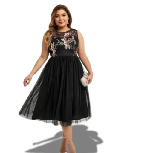 [101330] Vestido Shein  C Negro con Lentejuela T S