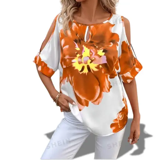 [101343] Blusa Shein C Naranja- crema T XL
