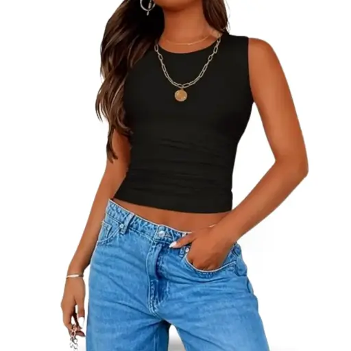 [101375] Conjunto Camiset Short  Shein C Negro- meszclilla T 10