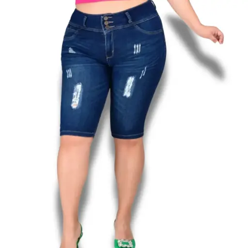 [293144] Short de mezclilla  C Azul marino T XXL