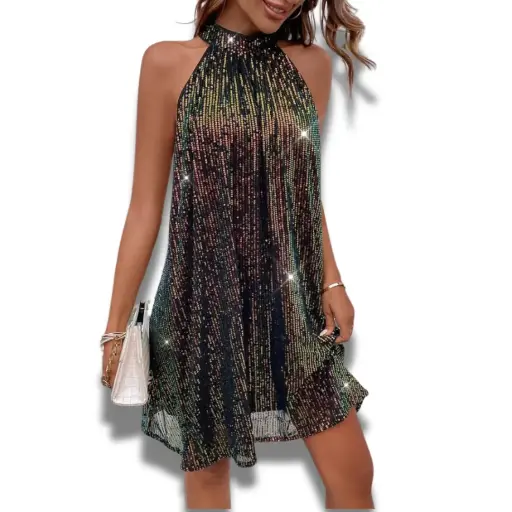 [752347] Vestido _Shein C Negro con lentejuelas T L