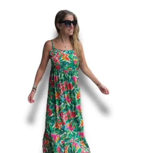 [000062] Vestido Shein C Verde Floral T M
