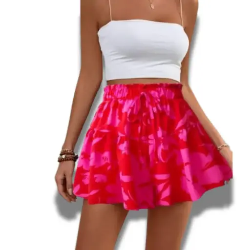 [101389] Falda Short Shein  C Rojo- rosa T L
