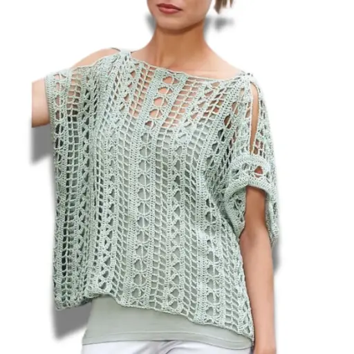 [101405] Blusa de ganchillo C Verde T M