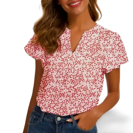 [101424] Blusa  Shein C Rojo-Blanco T L