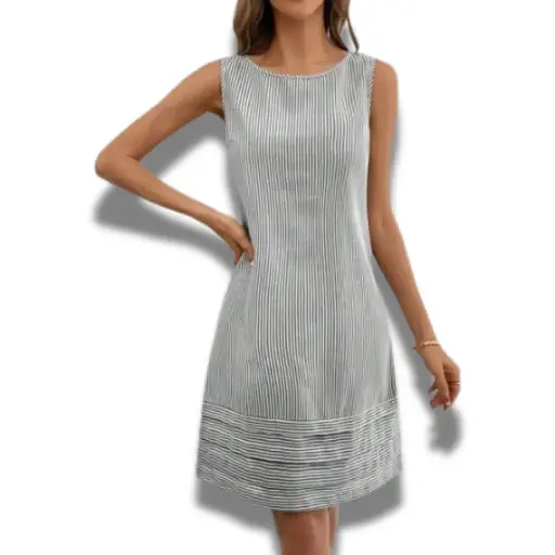 [101439] Vestido Shein C Rayas Negro- Blanco T XS