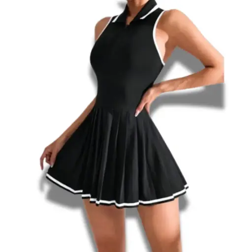 [101448] Conjunto deportivo Vestido Short  Attarco  C Negro T S