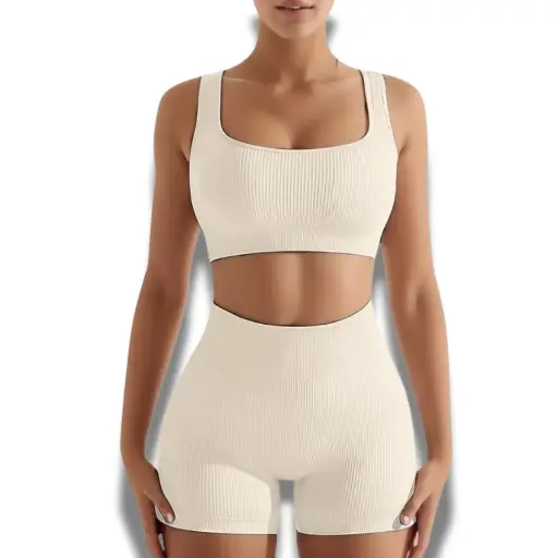 [106554] Conjunto Top Short licra OQQ C Crema T S