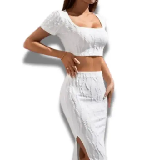 [101450] Conjunto Blusa y falda Shein C Blanco T M