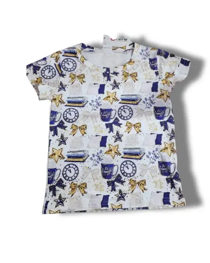 [102109] Playera PatPat C Crema - azul marino T 5-6