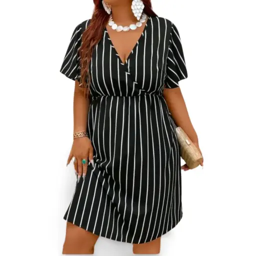 [101474] Vestido C Blanco Negro T 2XL