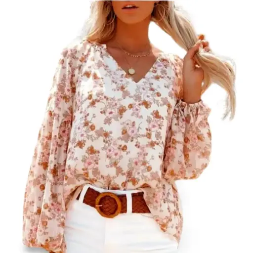 [101484] Blusa C Floreada Rosa T S