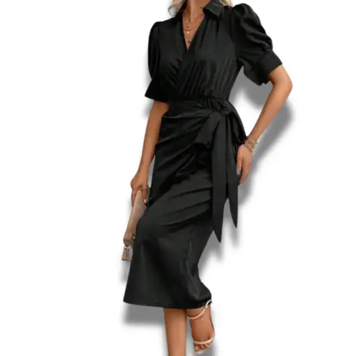 [101498] Vestido Homrain C Negro T 3XL