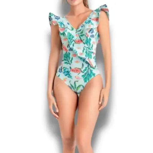 [115141] Traje de baño 1 pieza C Verde Floral T XL