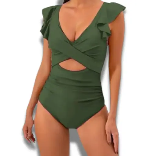[115216] Traje de baño 1 pieza C Verde Militar T L