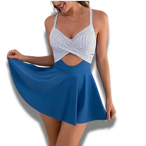 [115226] Traje de baño 1 pieza C Azul blanco-negro T L