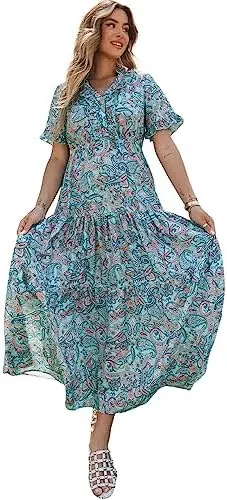 [101592] Vestido C Azul Floral T L