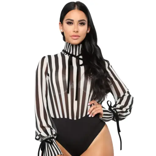 [101757] Panti blusa Fashion Nova C Negro - blanco  T XL