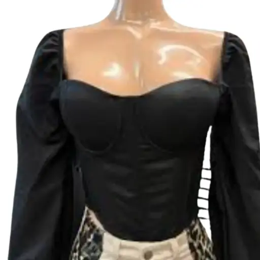 [101796] Crop Top Fashion Nova C  Negro T XL