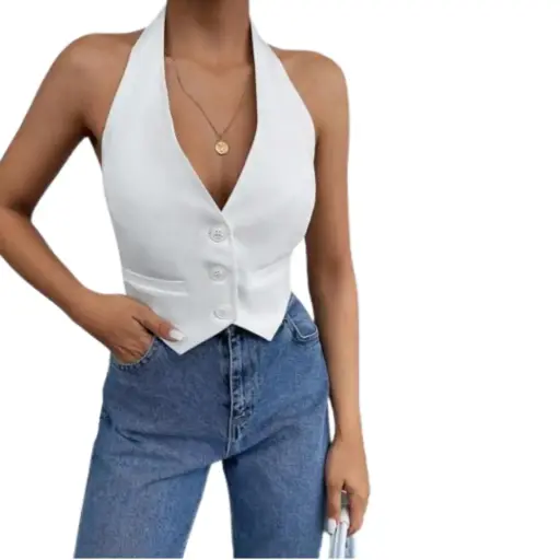 [101802] Crop Top Fashion Nova C  Blanco T S