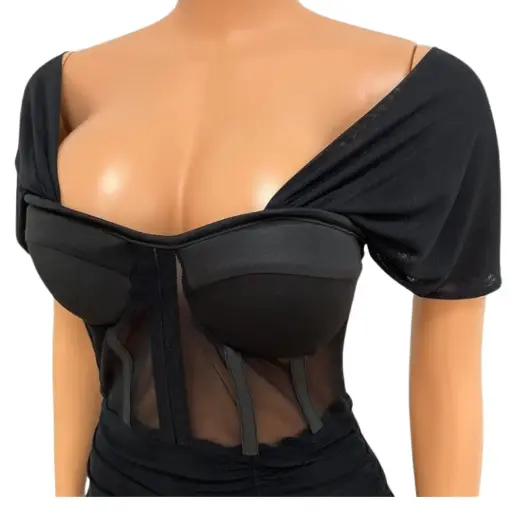 [101806] Crop Top Fashion Nova C  Negro T S