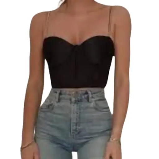 [101822] Crop Top Chocolate C  Negro T S