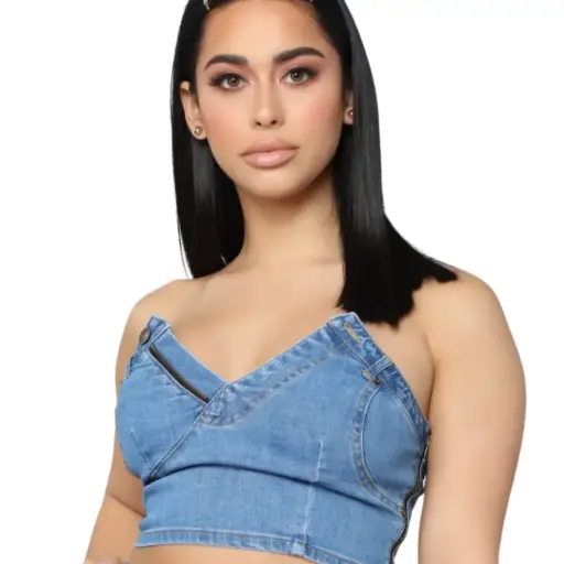 [101829] Crop Top de mezclilla Fashion Nova C  Azul T L
