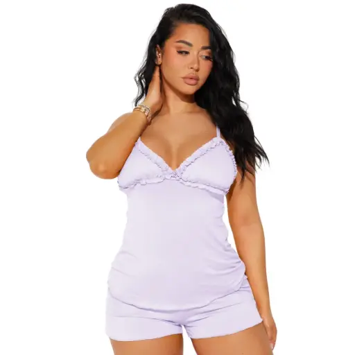 [101830] Conjunto Blusa y Short Fashion Nova C Lila T 3XL