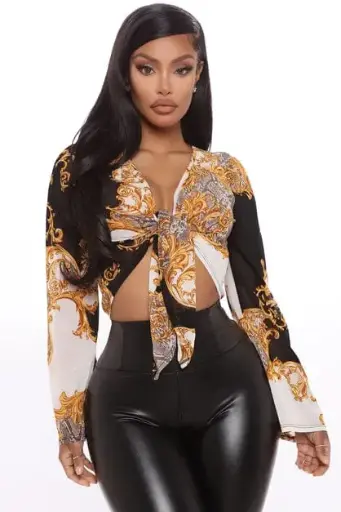 [101832] Blusa Fashion Nova C Negro Dorado T M