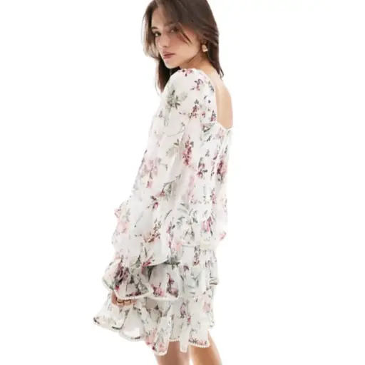 [101863] Vestido Fashion Nova  C Crema Floral T XL