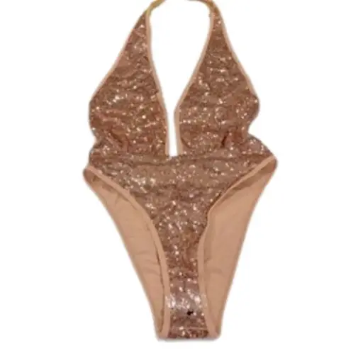 [115307] Traje de baño 1 pieza Fashion Nova C  Beige - Lentejuelas T L