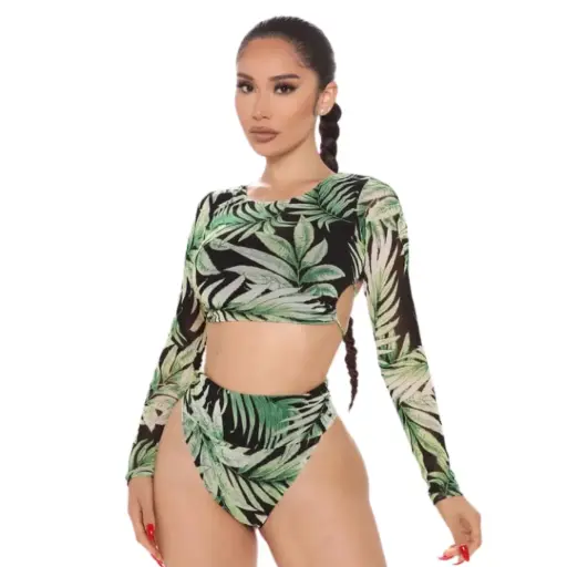 [115327] Traje de baño 2 pieza  Fashion Nova C  Verde- Negro T 1X