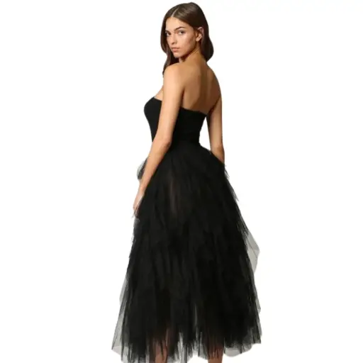 [113142] Vestido Fashion Nova C Negro tul T L