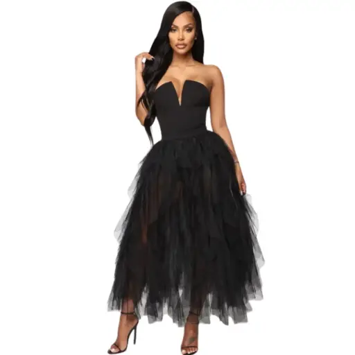 [113151] Vestido Fashion Nova C Negro Tul T M