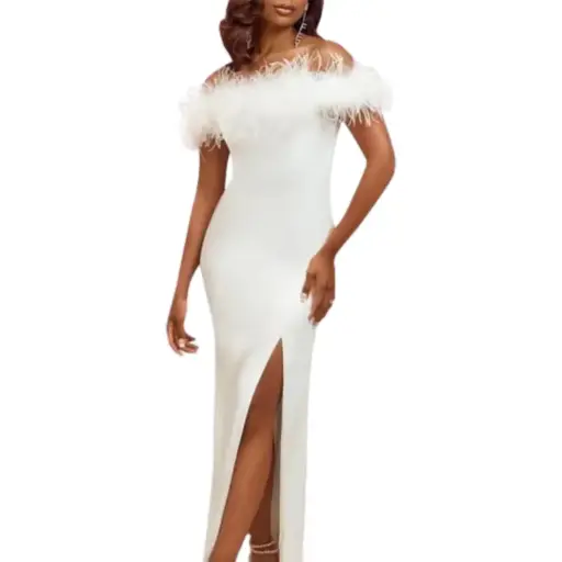 [113169] Vestido Fashion Nova C Blanco Plumitas T S