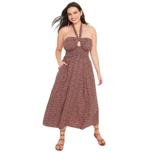 [101075] Vestido Old Navy C Negro floreado T XL
