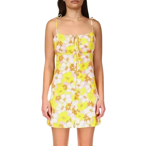 [101981] Vestido Genevieve C Amarillo Floral T M