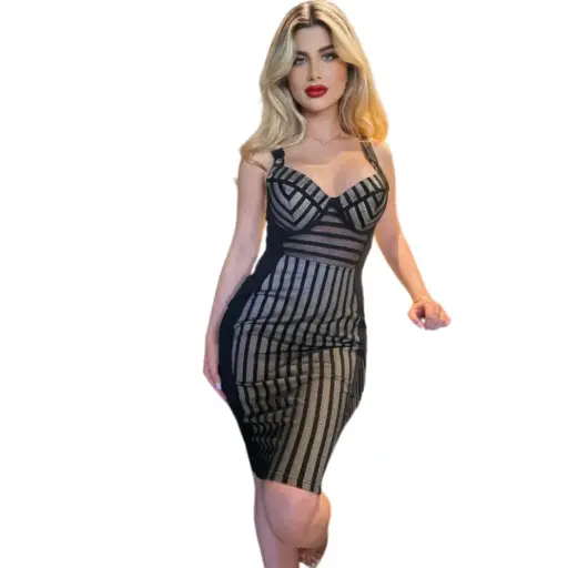[101990] Vestido Fashion Nova c Negro T XL