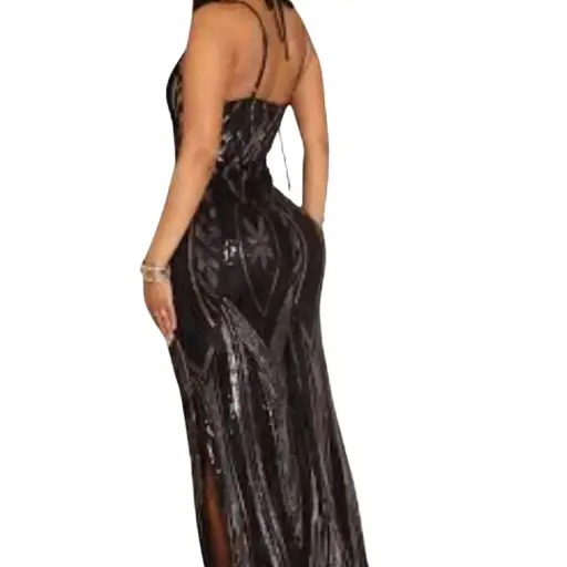 [113186] Vestido Haute Monde C Negro Lentejuelas T M
