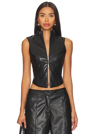 [011009] Chaleco de Vinil c Negro T XS